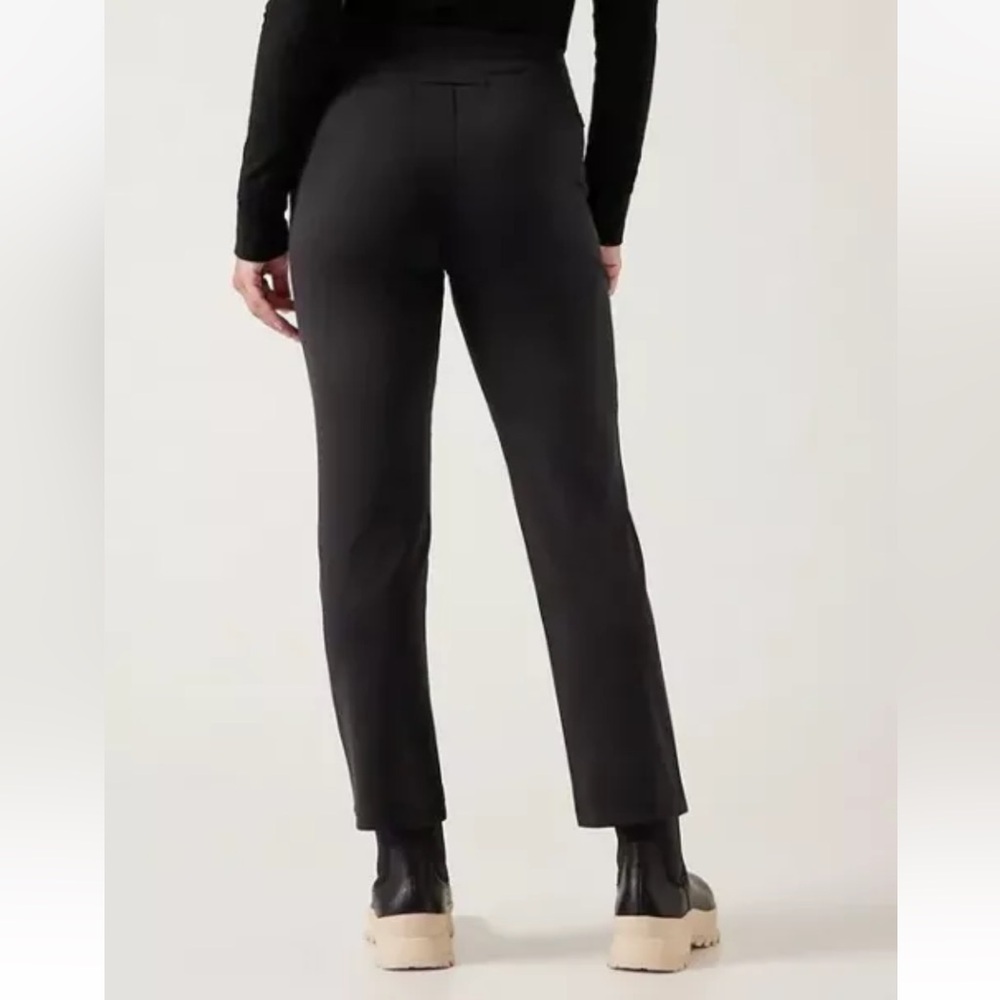 Athleta Black Brooklyn Ankle Pants Mid Rise Pull On Commuter Trousers 10 - Picture 2 of 9
